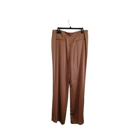 Express 14R Satin Wide Leg High Rise Brown Pants Luxe Glam Evening Trousers - Picture 1 of 9